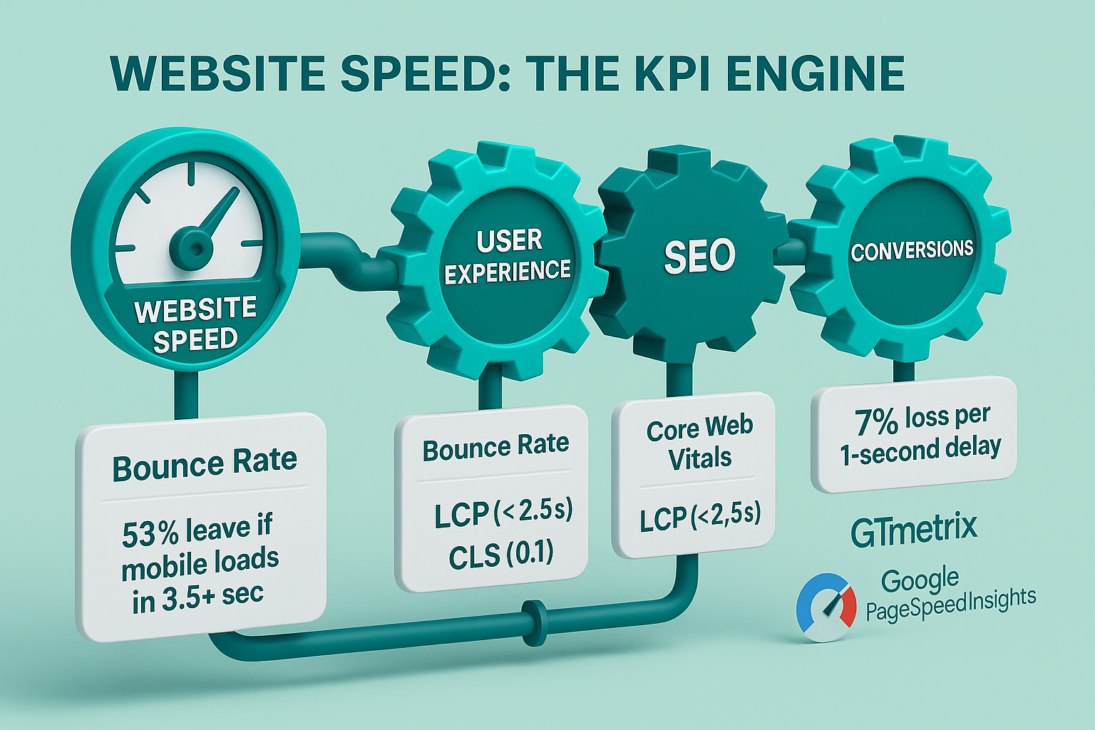 Core Web Vitals like LCP and CLS directly impact SEO rankings, making fast-loading websites essential for visibility.