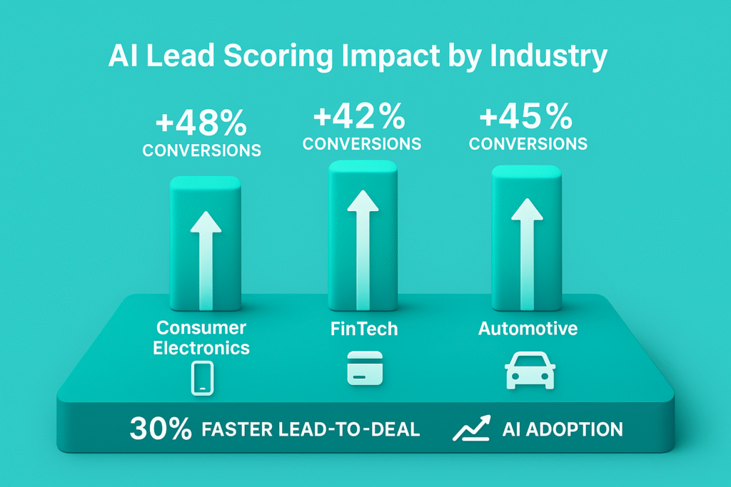 2. AI-Driven B2B Lead Targeting - 30% Conversion Jump Now, let’s take at another case study which covers a large B2B company that implemented an AI-driven lead targeting system. It helped them to capture a 30% increase in conversions.