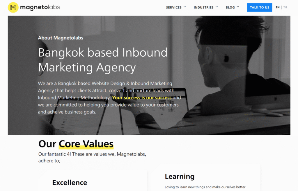 Magnetolabs agency's core information about its values and internal organization