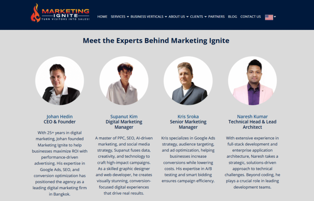 Marketing Ignite - leaders profiles and their descriptions