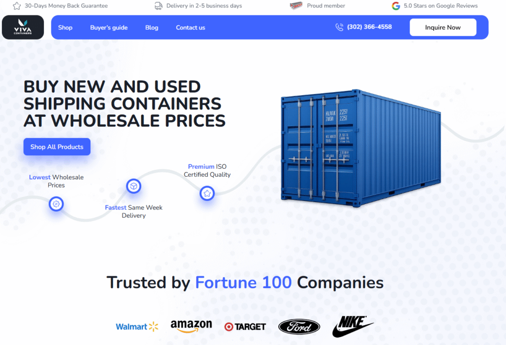 Viva Containers website photo