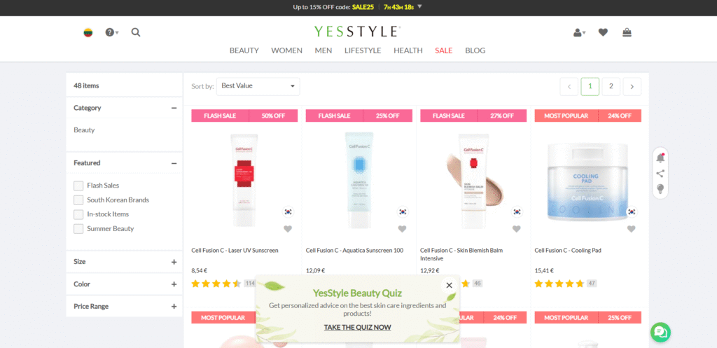 YesStyle company using quiz lead magnet example