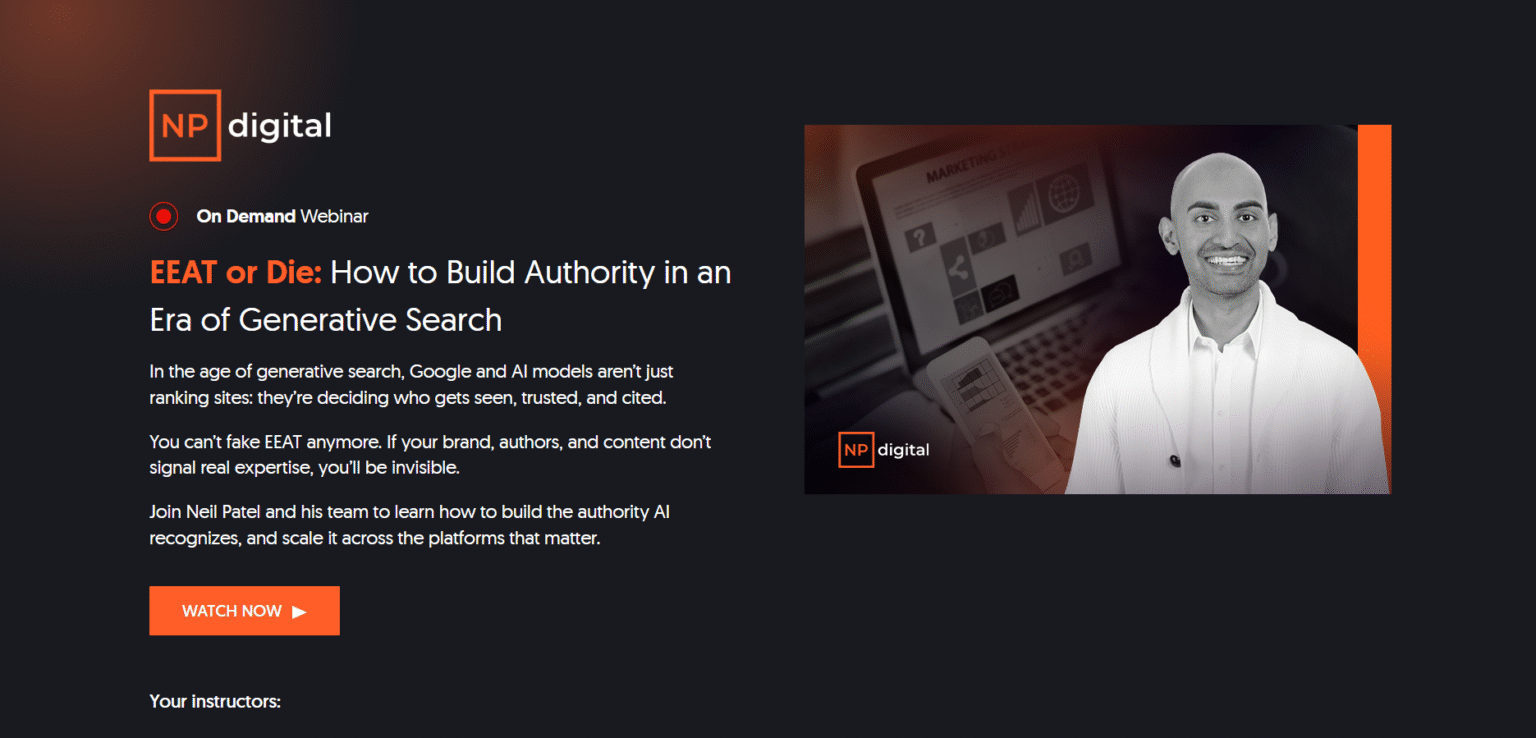 A linkedin live event banner from Neil Patel LinkedIn profile