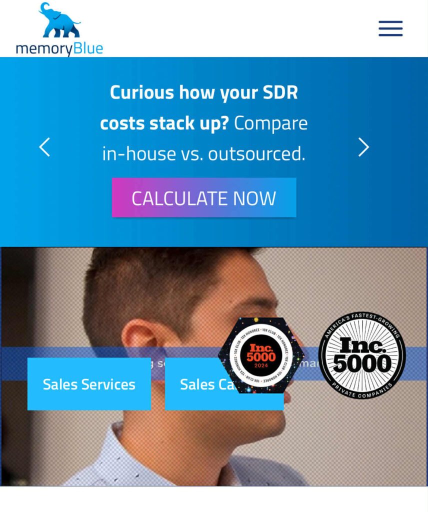 memoryBlue phone website version example