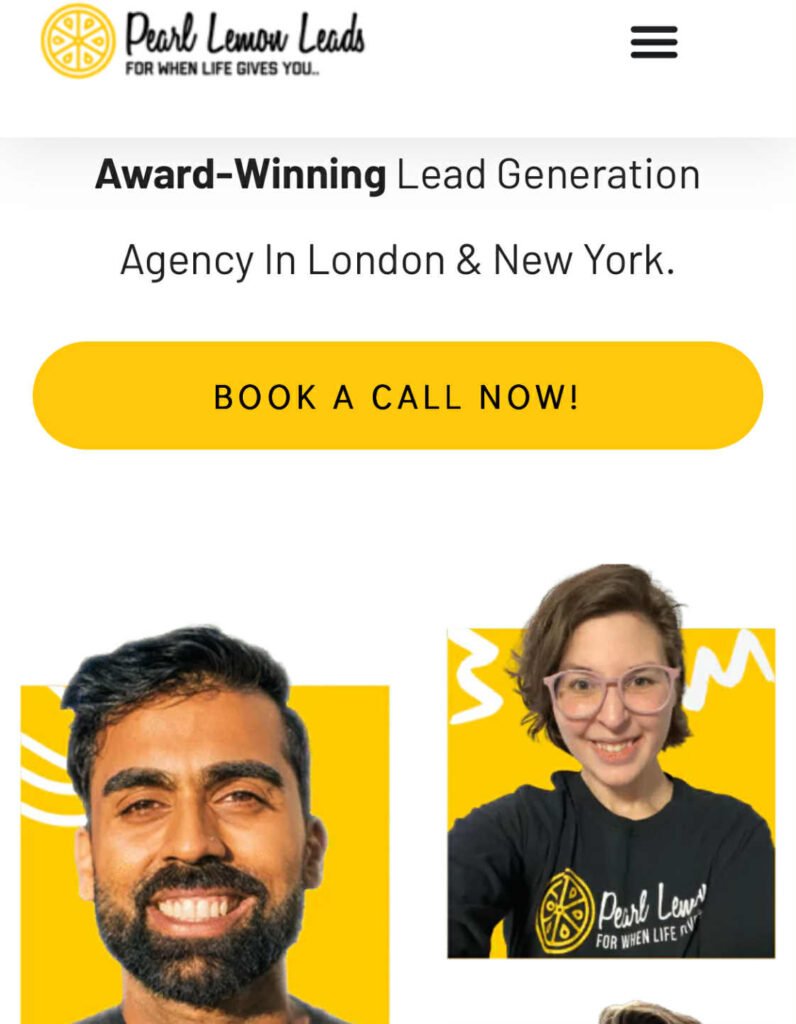 Pearl Lemon Leads phone version website example