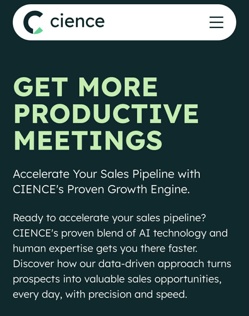 Ciece phone version website example