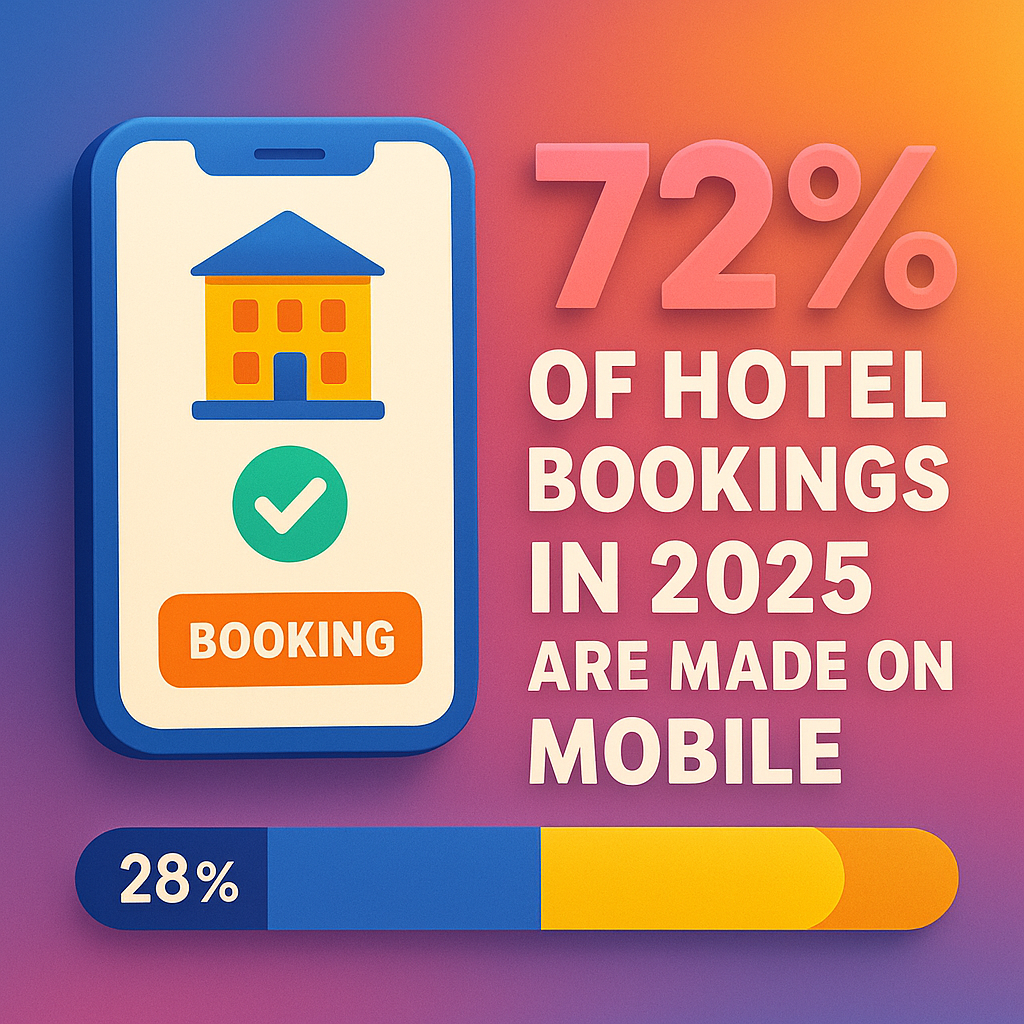 infographic on Miami hotels’ mobile-first booking trends, showing 70% of travelers booking stays via smartphones in 2025