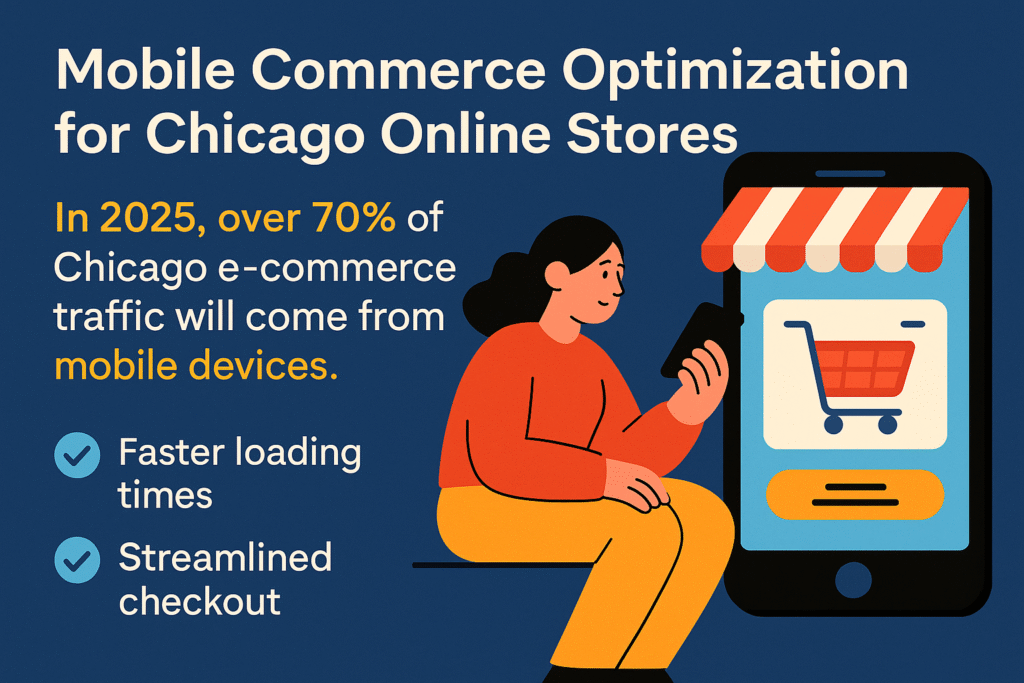infographic about mobile commerce optimization in Chicago online stores can bring 70% more traffic