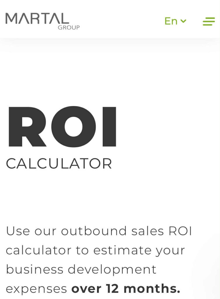 Martal Group phone website version example