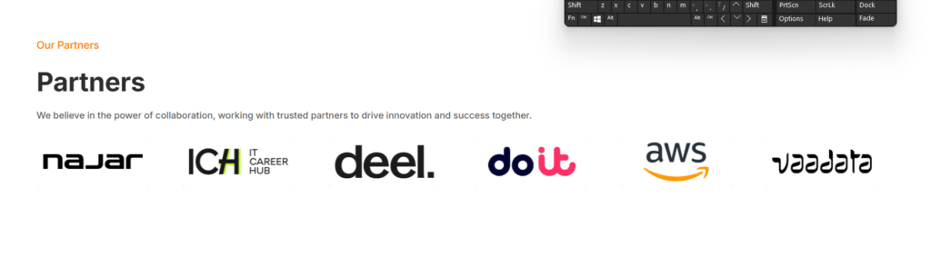 A recruitment agency's attempt to create credibility signal by listing their affiliated partnerships with other businesses