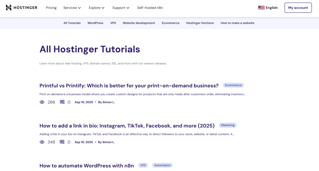 Hostinger tutorial cluster example