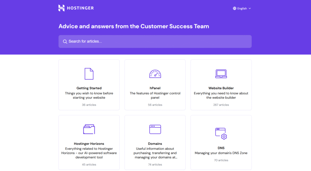 Hostinger FAQ cluster example from their website