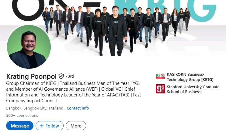 Krating Poonpol chairman's LinkedIn profile