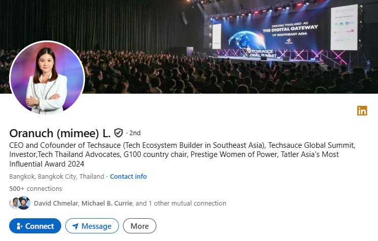 Oranuch Linkedin Profile screenshot