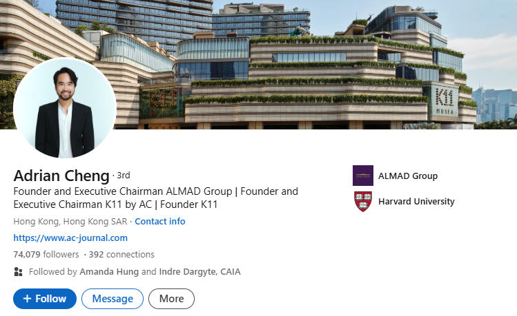 Adrian Cheng LinkedIn profile