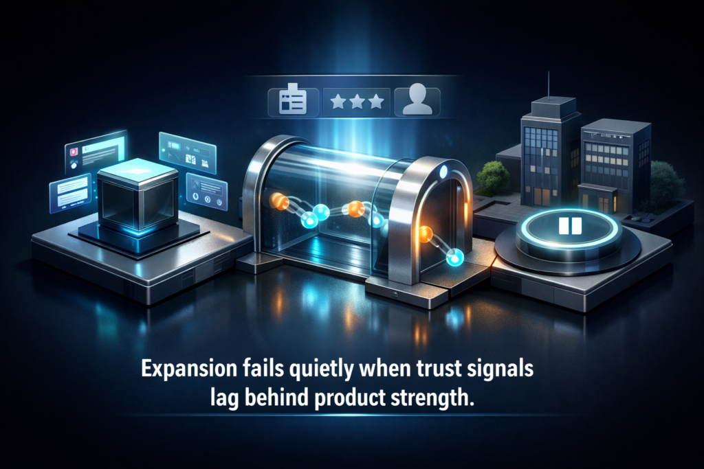 Infographic about Korean startups in Western markets: trust gaps from missing press, reviews, and founder visibility UK.