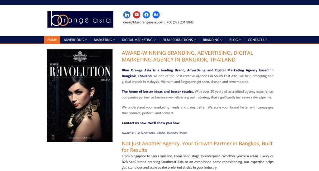 Blue Orange Asia is a leading Brand, Advertising and Digital Marketing Agency based in Bangkok, Thailand.
