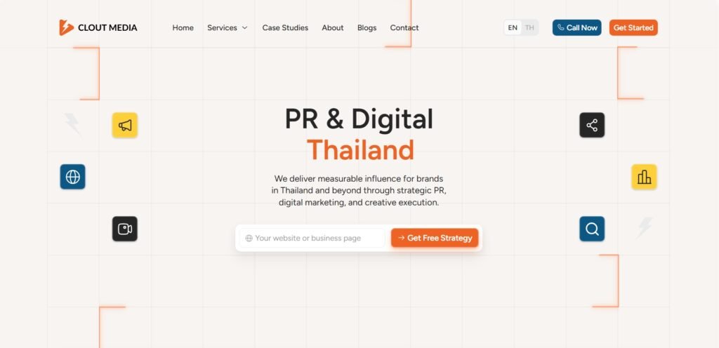 Clout media influence for brands in Thailand and beyond through strategic PR, digital marketing, and creative execution.