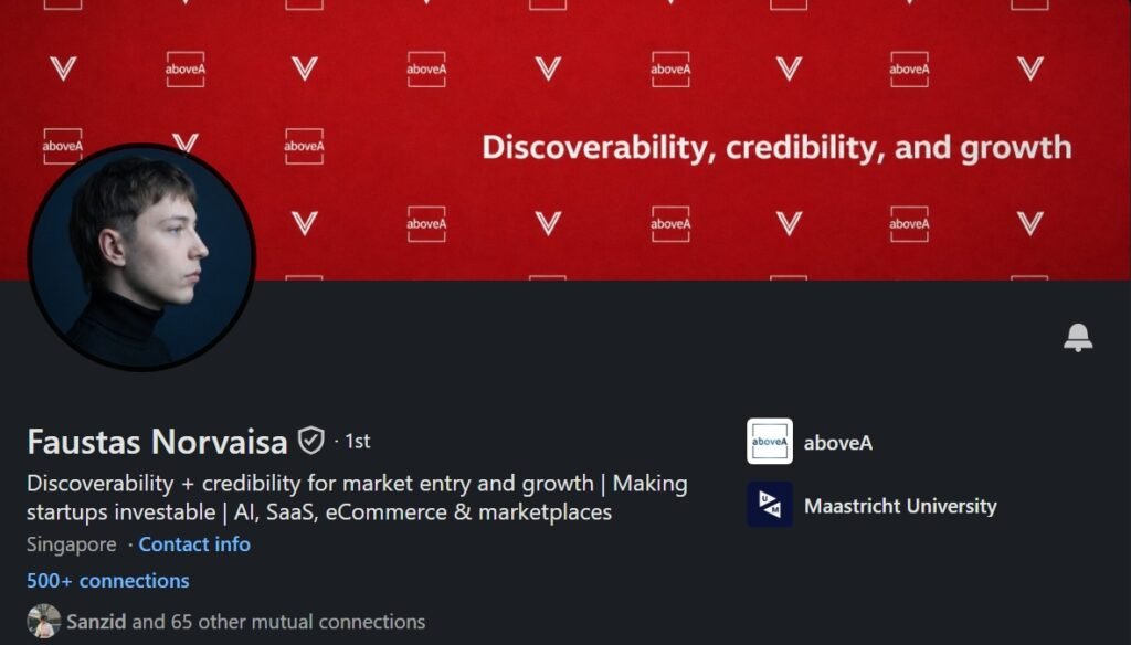 Faustas Norvaisa CEO of aboveA Collective LinkedIn profile