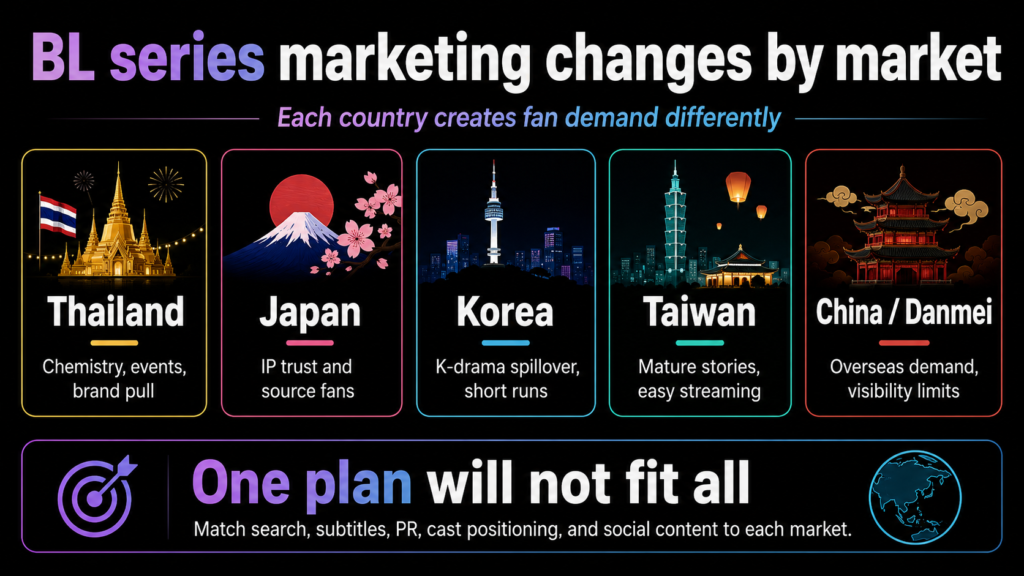 BL series marketing by Thailand, Japan, Korea, Taiwan, and China with demand cues at a glance