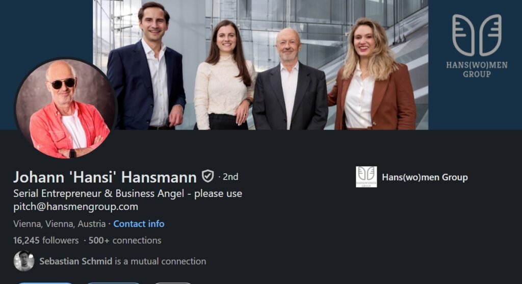 Johann “Hansi” Hansmann Business Angel and Hans(wo)men Group LinkedIn profile