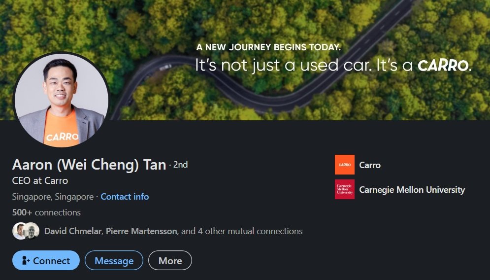 Aaron Tan LinkedIn profile