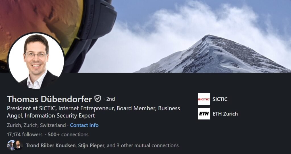 Thomas Dübendorfer President and Co-Founder of SICTIC LinkedIn profile