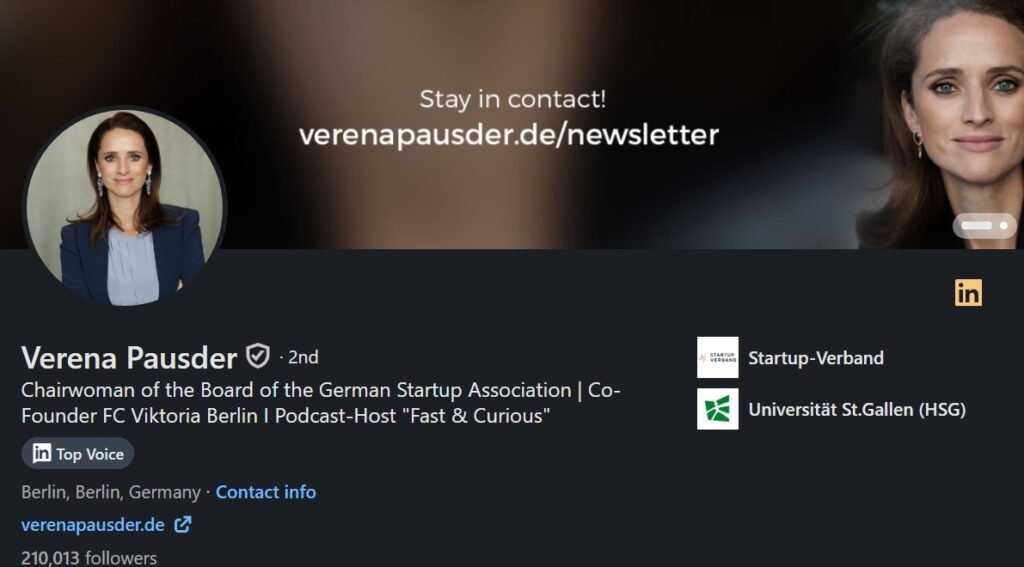 Verena Pausder Chairwoman of the German Startup Association LinkedIn profile