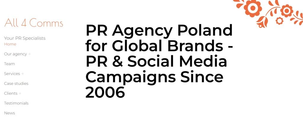 All4comms PR Agency Poland for Global Brands - PR & Social Media Campaigns Since 2006