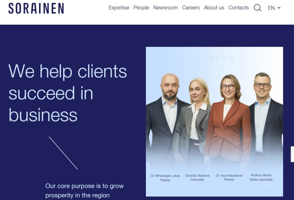Sorainen has 300+ lawyers and tax specialists and offices in Estonia, Latvia, and Lithuania;