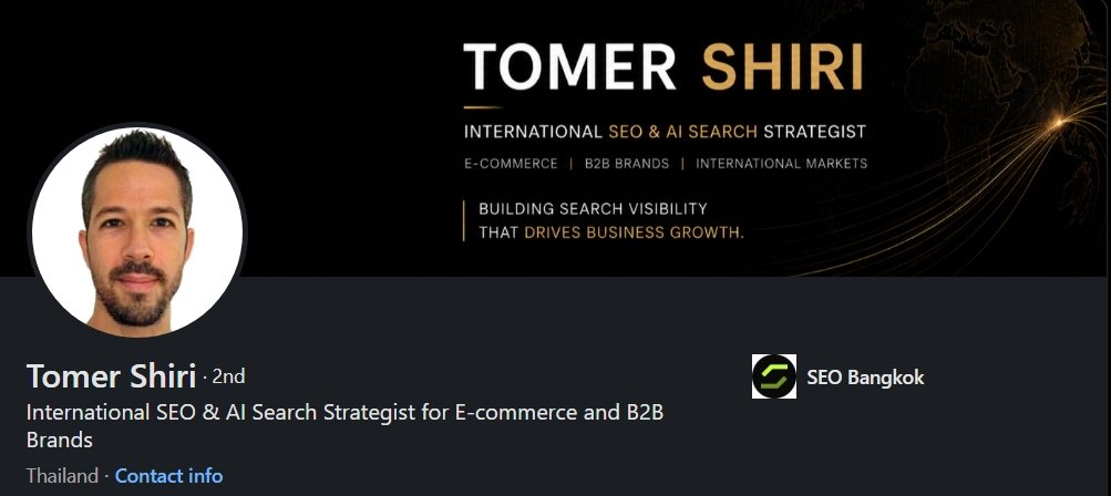 Tomer Shiri runs the business, has 20+ years of experience, and works across technical SEO, site migrations, recovery work, ecommerce growth, international SEO, PPC, and digital growth.