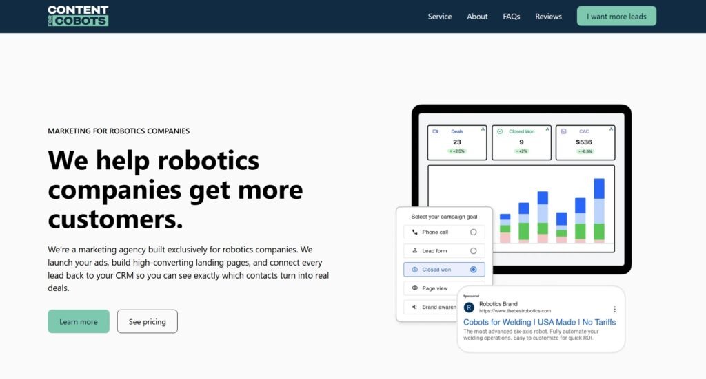 contentforcobots Marketing for Robotics Companies agenncy
